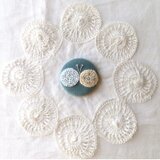 まんまるちょうちょ＊青(手刺繍ブローチ)