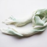 手織 リネンコットンストール ミントグリーングラデーション