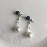 スワロフスキー＆コットンパール サスペンディッドピアス