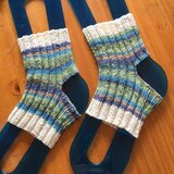 手編みコットンヨガソックス-ブルーグリーン-