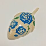 木彫り　バラねずみ　青　のツボ押し竹踏み　おしゃれな　床置きインテリア　ツボ押しグッズ　青竹踏み