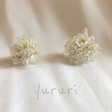 天然石クリスタルクォーツさざれ石の耳飾り