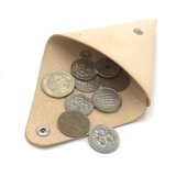 トライアングルコインケース/三角小銭入れ　ヌメ革：ナチュラル (r001)