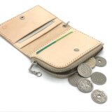 ファスナーコインケース　ヌメ革：ナチュラル【選べるステッチカラー】(r008)