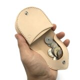 簡易馬蹄型コインケース /小銭入れ　ヌメ革：ナチュラル【選べるステッチカラー】(r009)