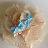 ドットリボンピアス(ブルー)