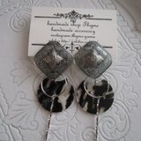 アラベスク風スクエア(銀・黒)イヤリング