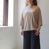 ゆったりシルエットポケットロンT　8分袖   "beige"
