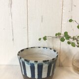 紺青釉縞々フリーカップまたは蕎麦猪口