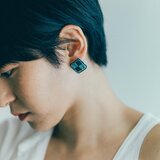 tile(L)刺繍ピアス(イヤリング)　green