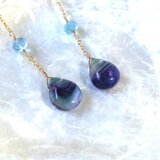 マルチカラーフローライト 葡萄色 ピアス