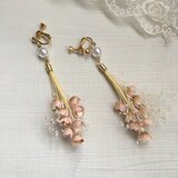 【パーツ変更可】すずらんブーケのゆらゆらイヤリング＊ピンク