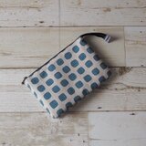 ダブルポーチ ＜通帳 カード入れ＞ ブルー 小物の整理にも♪