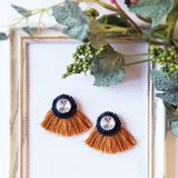 ビーズ×フリンジ【ピアス/イヤリング】kirakira ブラウン