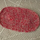 古 布 (裂き編み)のティーマット・紅 白