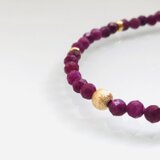 紅の女王　18KGPルビーの極細ブレスレット