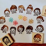 似顔絵はんこ(雪の結晶付き)【消しゴムはんこ】