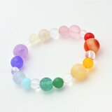 幸運を呼び込む☆虹の七色天然石　パワーストーンブレスレット