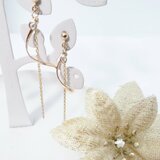 「K10 ダイヤモンドウェーブデザインピアス」(日本製)