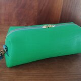 限定色⚫【幅広ショルダー】3way長財布ﾎﾟｼｪｯﾄ、シュリンクレザー×リバティ...グリーン×水色