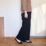 コーデュロイのシンプルパンツ　　ブラックの画像