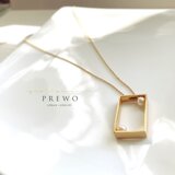 《受注製作》K18GP  2粒パールスクエアネックレス