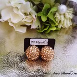 スワロフスキー・クリスタルデコ:ピアスキャッチ《Lサイズ》(ゴールド系)