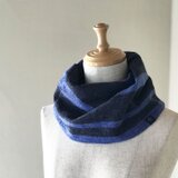 さらふわ ラミー麻のねじりリバーシブルスヌード Navy/Blueの画像