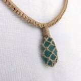 シーグラスヘンプ編みネックレス（５５センチ）