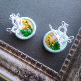 蝶々とミモザ　イヤリング／ピアス