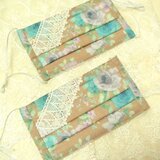 抗菌・防臭◆純銀糸入り・ミューファン【無香料】　◆１枚の価格です◆　レース付き／ローズ柄／抗菌マスク◆