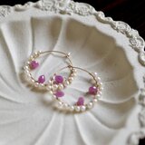 14kgfフープルビーとパールピアス