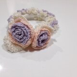 レース編み フェミニンローズのシュシュ