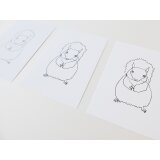 一筆書きのリス（ポストカード）3枚セットの画像