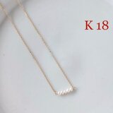 （K18刻印入り）淡水パール5粒ショートネックレス　39㎝