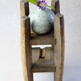 《　灰釉　一輪挿し　＋　糸巻き　セット　》