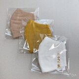 ガーゼマスク ３枚 小さめサイズ 立体マスク 花柄ベージュ白刺繍