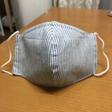 ラスト1個❣『送料無料』ストライプ×花柄ワイヤー入り☆綿×ダブルガーゼ 立体マスク