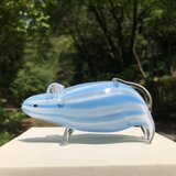 ガラスのふうせんねずみ　水色ストライプ