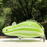 ガラスのふうせんねずみ　黄緑色ストライプ