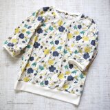 【L】七分袖プルオーバー＊カットソー　レトロ花柄