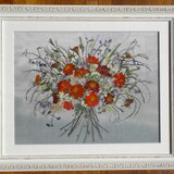押し花アート　黄花コスモスのブーケの画像