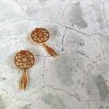 ドリームキャッチャー ゴールド ピアス イヤリング ノンホール シンプル 羽