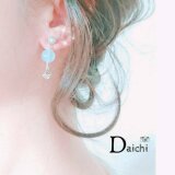 気分が穏やかになる 天然石イヤリング ノンホールピアス ピアス 夏 キュービックジルコニア ブルー 大人っぽい（D-0570）