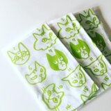 ねこ手ぬぐいグリーン