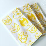 ねこ手ぬぐいイエロー