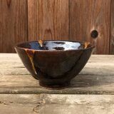 天目釉白流し（黄金のタレ）御飯茶碗