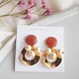 コットンパール サークルピアス テラコッタ