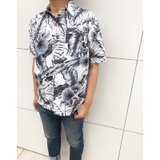 アロハシャツ/ホワイト/メンズM.Lサイズ/レフア/ハワイアン