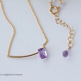 ゴールドバードと天然石のネックレス【アメジスト】